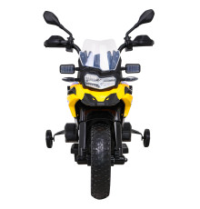 Дитячий акумуляторний мотоцикл BMW F850 GS Жовтий + Опорні колеса + Аудіо LED + Free Start + EVA