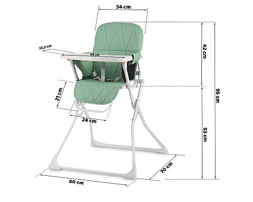 Стільчик для годування Ricokids Nuco 70 х 60 х 95 см - зелено-білий