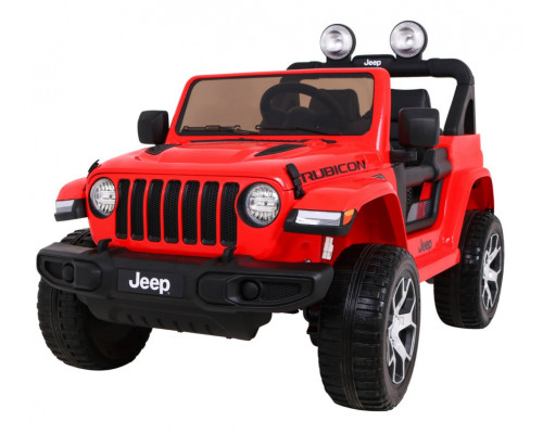 Дитячий Jeep Wrangler Rubicon на акумуляторі Червоний + Пульт + Радіо MP3 LED + Колеса EVA