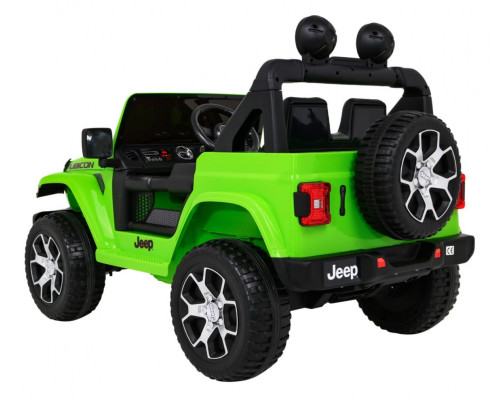 Дитячий Jeep Wrangler Rubicon на акумуляторі Зелений + Пульт + Радіо MP3 LED + Колеса EVA