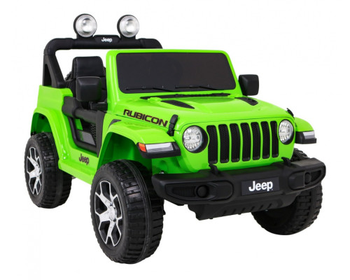 Дитячий Jeep Wrangler Rubicon на акумуляторі Зелений + Пульт + Радіо MP3 LED + Колеса EVA