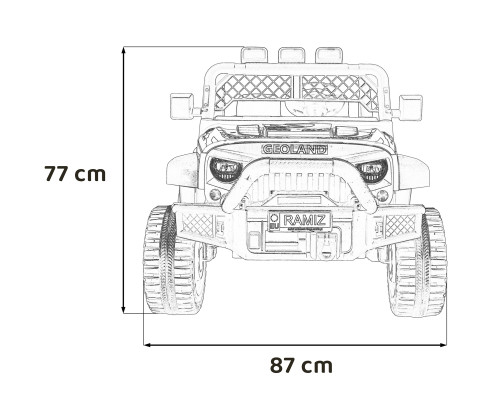 Позашляховик Geoland Power для 2 дітей Білий + Пульт + Мотори 2x200W + Багажник + MP3 Радіо + LED