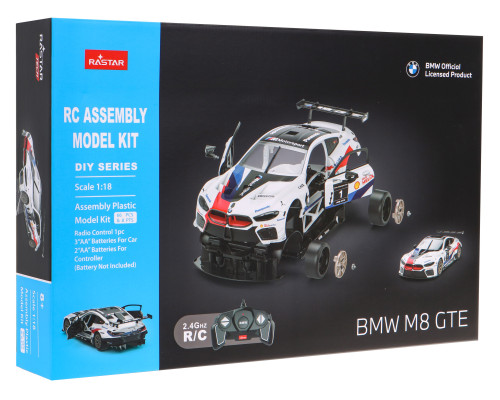 BMW M8 GTE білий RASTAR модель 1:18 Автомобіль на дистанційному керуванні + обвіс + пульт 2,4 ГГц