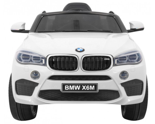 Дитячий електромобіль BMW X6M білий + пульт + EVA + вільний запуск + аудіо панель + LED