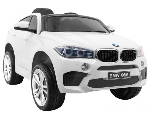 Дитячий електромобіль BMW X6M білий + пульт + EVA + вільний запуск + аудіо панель + LED