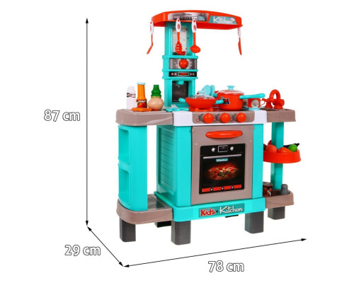 Велика кухня для дітей 3+ Інтерактивні конфорки Світло Звуки + Каструлі + Бутафорська їжа