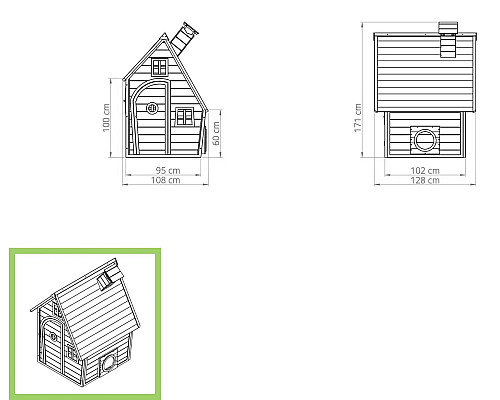 Будиночок дерев'яний EXIT Fantasia 128 х 108 х 171 см - зелений