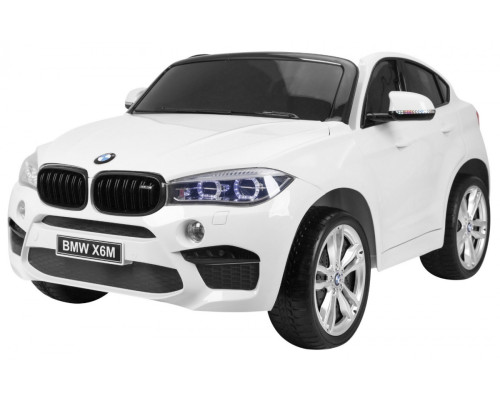 BMW X6M XXL для 2 дітей Білий + Пульт + Екошкіра + Сидіння + Free Start + MP3 USB + LED