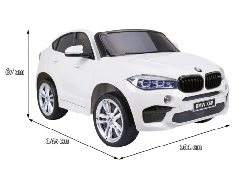 BMW X6M XXL для 2 дітей Білий + Пульт + Екошкіра + Сидіння + Free Start + MP3 USB + LED