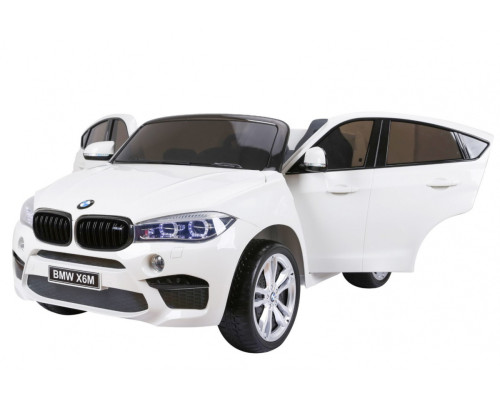 BMW X6M XXL для 2 дітей Білий + Пульт + Екошкіра + Сидіння + Free Start + MP3 USB + LED