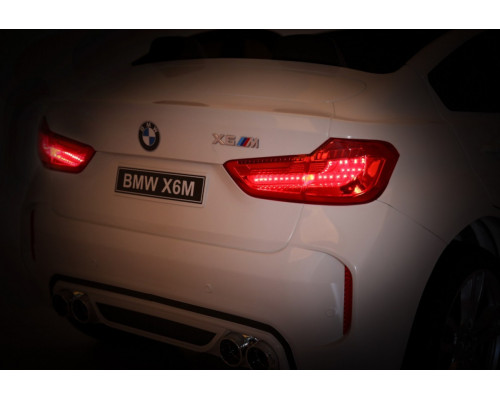 BMW X6M XXL для 2 дітей Білий + Пульт + Екошкіра + Сидіння + Free Start + MP3 USB + LED