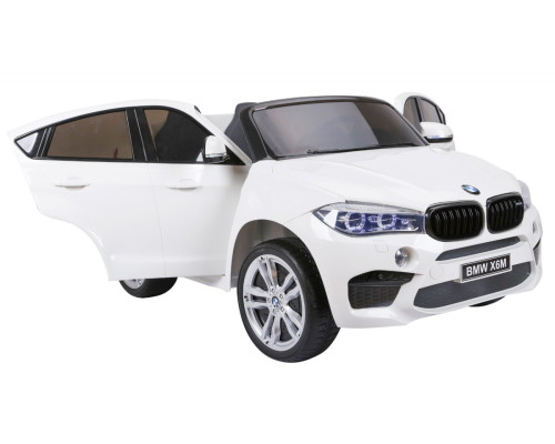 BMW X6M XXL для 2 дітей Білий + Пульт + Екошкіра + Сидіння + Free Start + MP3 USB + LED