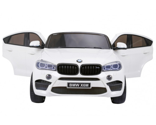 BMW X6M XXL для 2 дітей Білий + Пульт + Екошкіра + Сидіння + Free Start + MP3 USB + LED