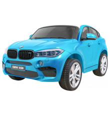 BMW X6M XXL для 2 дітей Синя фарба + Пульт + Екошкіра + Сидіння + Повільний запуск + MP3 + LED