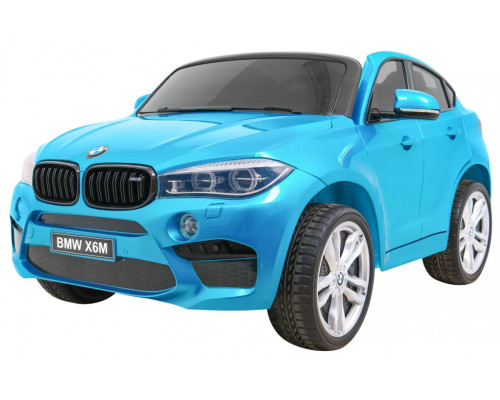 BMW X6M XXL для 2 дітей Синя фарба + Пульт + Екошкіра + Сидіння + Повільний запуск + MP3 + LED