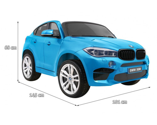 BMW X6M XXL для 2 дітей Синя фарба + Пульт + Екошкіра + Сидіння + Повільний запуск + MP3 + LED