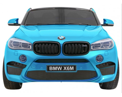 BMW X6M XXL для 2 дітей Синя фарба + Пульт + Екошкіра + Сидіння + Повільний запуск + MP3 + LED