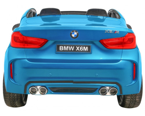 BMW X6M XXL для 2 дітей Синя фарба + Пульт + Екошкіра + Сидіння + Повільний запуск + MP3 + LED