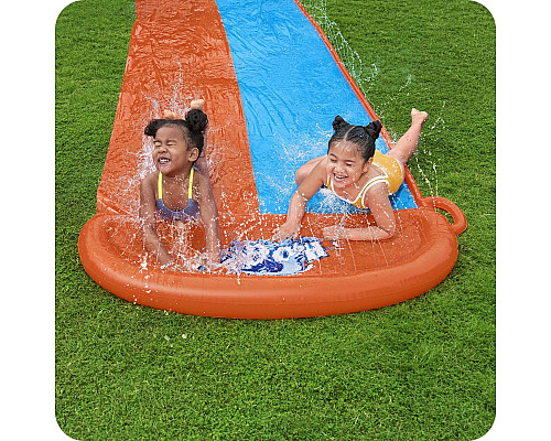 Водна гірка 2-місна Bestway 52328, 488 см - помаранчево-блакитна