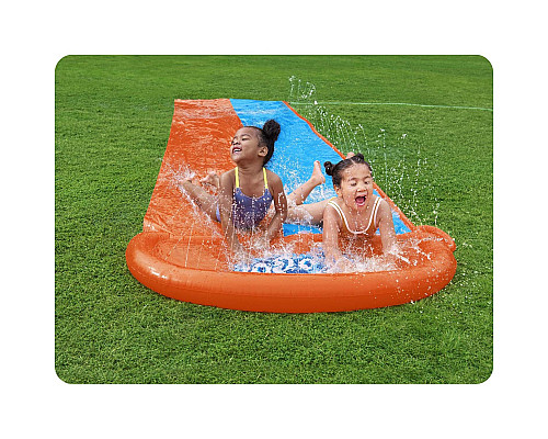 Водна гірка 2-місна Bestway 52328, 488 см - помаранчево-блакитна