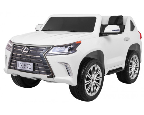 Lexus LX570 2-місний дитячий автомобіль Білий + Пульт + EVA Диски + Радіо MP3 + LED