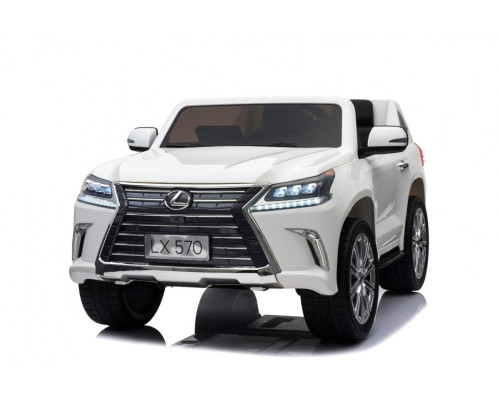 Lexus LX570 2-місний дитячий автомобіль Білий + Пульт + EVA Диски + Радіо MP3 + LED