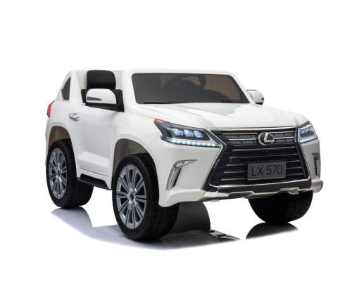 Lexus LX570 2-місний дитячий автомобіль Білий + Пульт + EVA Диски + Радіо MP3 + LED