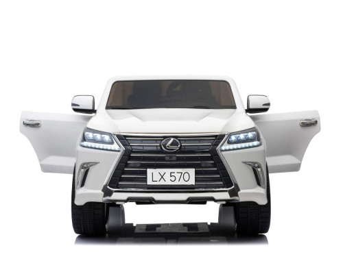 Lexus LX570 2-місний дитячий автомобіль Білий + Пульт + EVA Диски + Радіо MP3 + LED