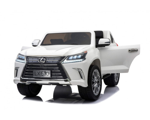 Lexus LX570 2-місний дитячий автомобіль Білий + Пульт + EVA Диски + Радіо MP3 + LED