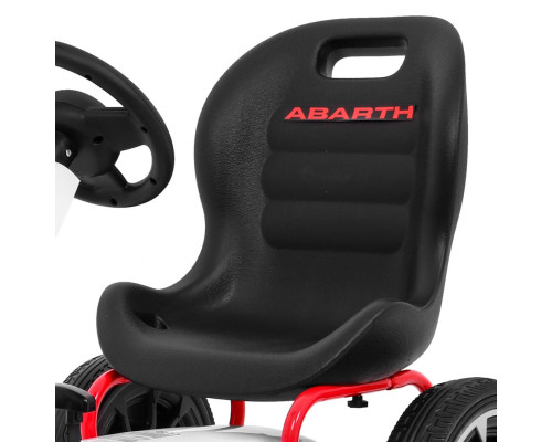 Дитячий педальний картинг ABARTH Білий + Колеса EVA + Ручне гальмо + Вільний біг