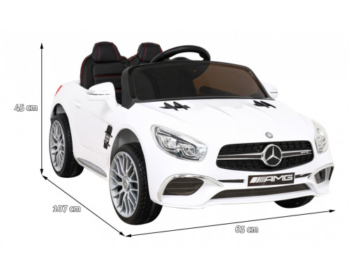 Mercedes Benz AMG SL65 S електро для дітей Білий + Пульт + Аудіо LED + Екошкіра + EVA + Free Start