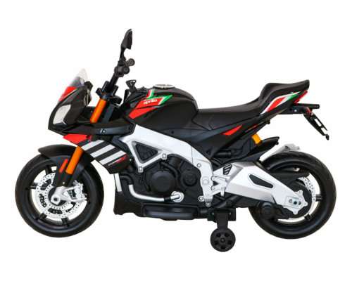 Aprilia Tuono V4 Акумуляторний мотоцикл для дітей Black + MP3 Панель + Опорні колеса + Free Start