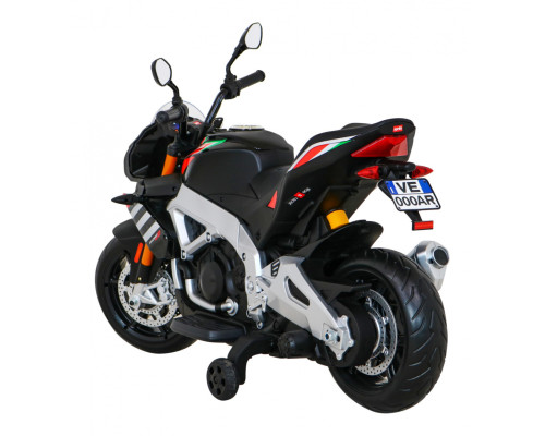 Aprilia Tuono V4 Акумуляторний мотоцикл для дітей Black + MP3 Панель + Опорні колеса + Free Start