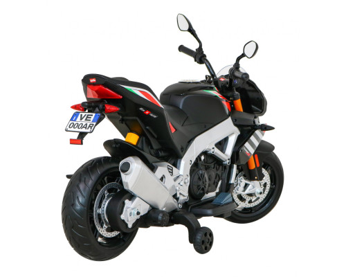 Aprilia Tuono V4 Акумуляторний мотоцикл для дітей Black + MP3 Панель + Опорні колеса + Free Start