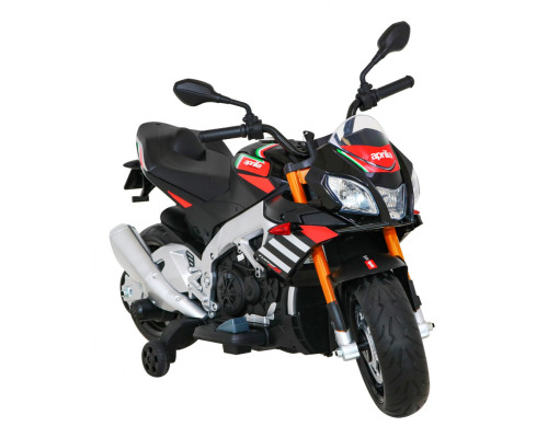 Aprilia Tuono V4 Акумуляторний мотоцикл для дітей Black + MP3 Панель + Опорні колеса + Free Start