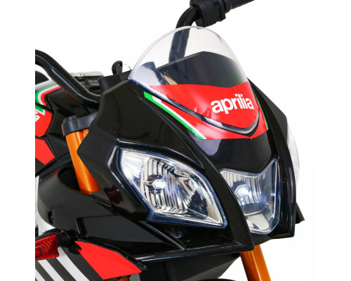 Aprilia Tuono V4 Акумуляторний мотоцикл для дітей Black + MP3 Панель + Опорні колеса + Free Start