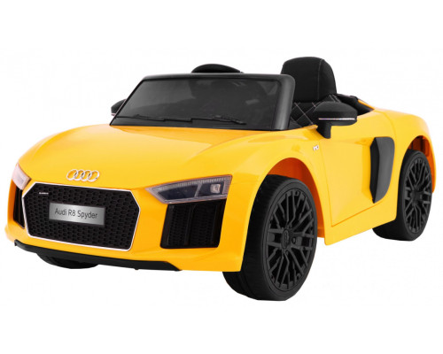 Audi R8 Spyder на акумуляторі Жовтий + Пульт + EVA + Free Start + Радіо MP3 + LED