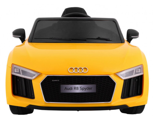 Audi R8 Spyder на акумуляторі Жовтий + Пульт + EVA + Free Start + Радіо MP3 + LED