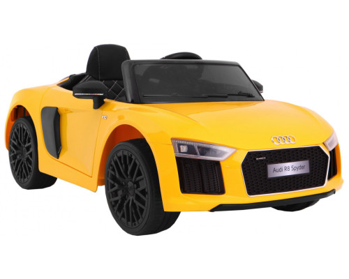 Audi R8 Spyder на акумуляторі Жовтий + Пульт + EVA + Free Start + Радіо MP3 + LED