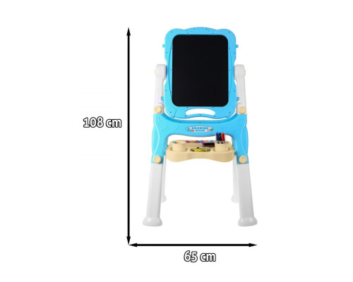 Велика двостороння дошка для дітей 3+ Блакитна + Магнітні крейдяні дошки + Аксесуари