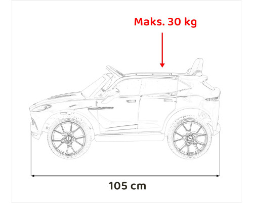 Aston Martin DBX на акумуляторі для дітей Чорний + Пульт + EVA + Ремені безпеки + Повільний старт + Аудіо LED