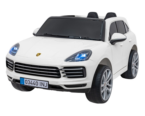 Porsche Cayenne S на акумуляторі для дітей Біла фарба + Пульт + Free Start + EVA + Audio LED