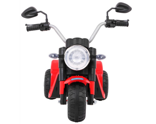 Дитячий мотоцикл MiniBike на акумуляторі, червоний + звуки + LED підсвічування + екошкіра