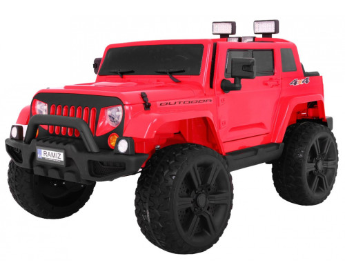 Дитяча акумуляторна машина Mighty Jeep Red + 2 місця + привід 4х4 + 2 багажника