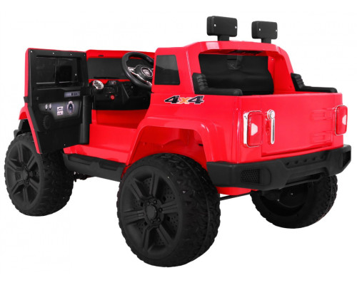 Дитяча акумуляторна машина Mighty Jeep Red + 2 місця + привід 4х4 + 2 багажника