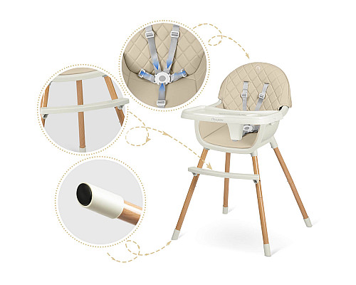 Стільчик для годування Nukido Lilo 63 х 64 х 93 см - бежевий