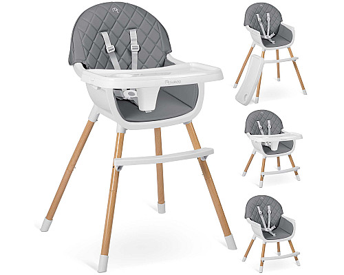 Стільчик для годування Nukido Lilo 63 х 64 х 93 см - сіро-білий