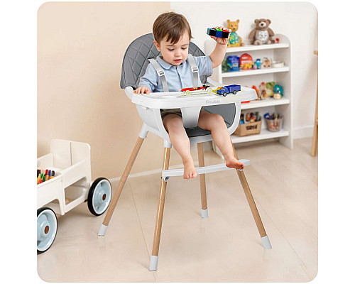 Стільчик для годування Nukido Lilo 63 х 64 х 93 см - сіро-білий