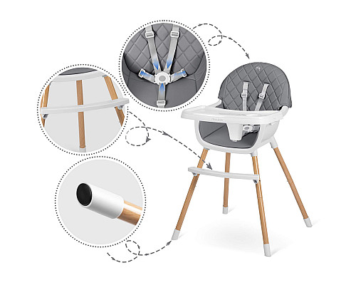 Стільчик для годування Nukido Lilo 63 х 64 х 93 см - сіро-білий