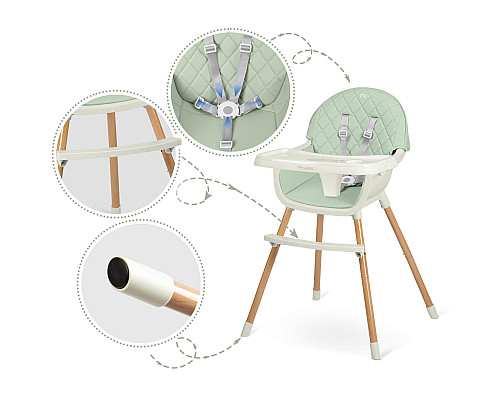 Стільчик для годування Nukido Lilo 63 х 64 х 93 см - м'ятно-білий